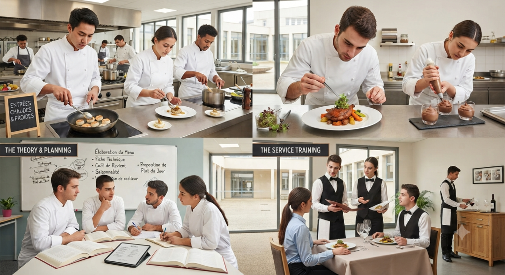 Illustration d'un atelier de cuisine dans le cadre de la formation Hôtellerie-Restauration au Lycée polyvalent La Hotoie Amiens