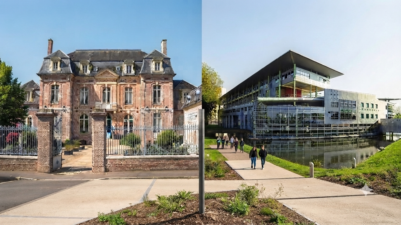 Vue des bâtiments et des espaces du Lycée polyvalent La Hotoie Amiens
